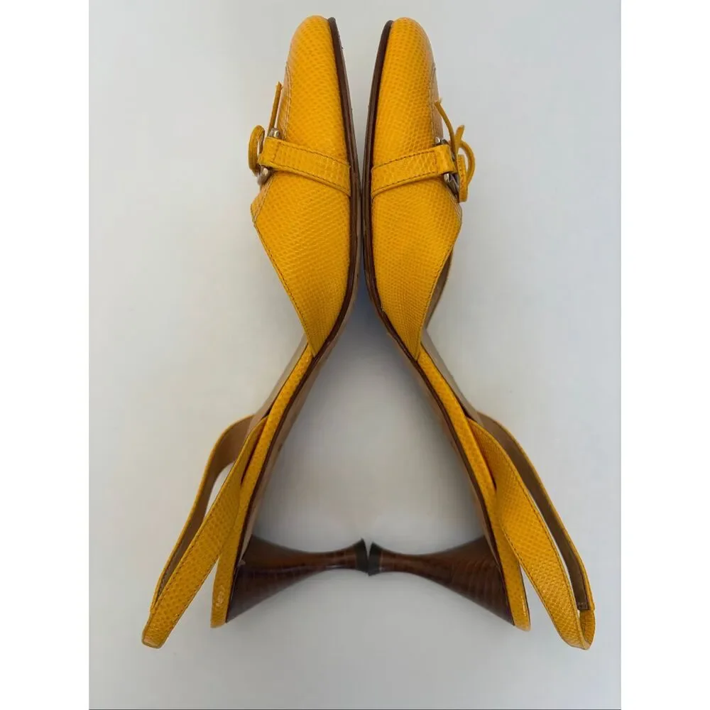Kate Spade Terry Round Toe Slingback Kitten Heels in Yellow Size 8.5 - Picture 7 of 12